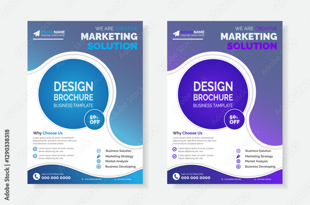 Fototapeta premium Creative modern corporate professional a4 business flyer template layout design for business