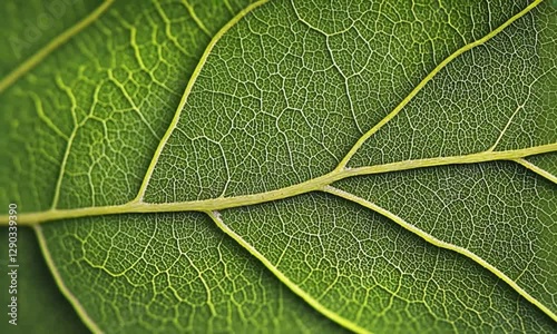 Close-up leaf vein structure, vibrant green