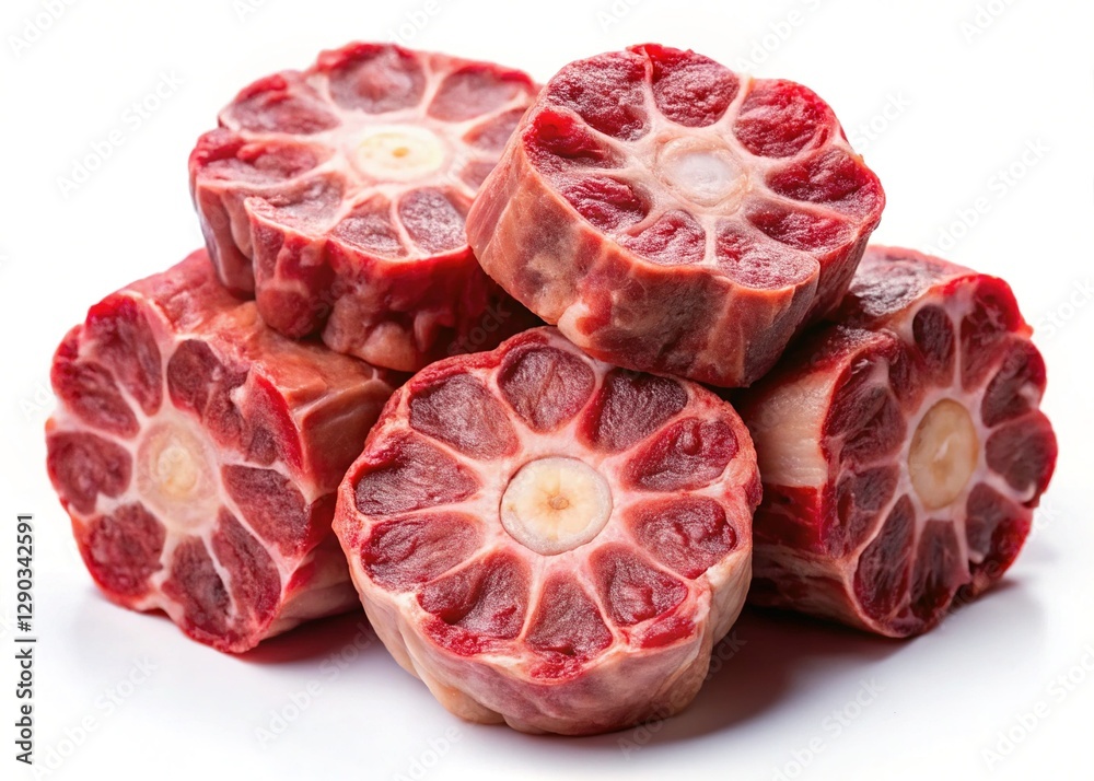 Obraz premium Raw Beef Oxtail Isolated on White Background - Premium Quality Meat