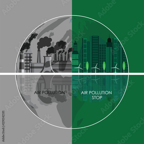 Environmental disaster. Dirty planet Earth. Industrial pollution, garbage dumps, deforestation, pollution of the world's oceans