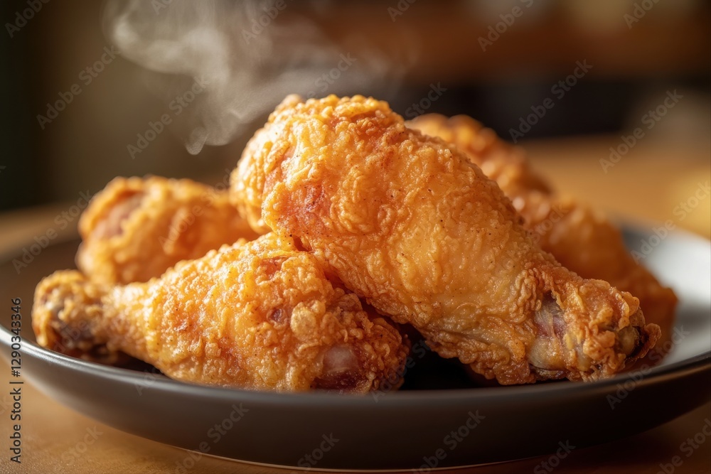 Fried chicken deliciousness kitchen food photography cozy environment close up culinary delight Fried chicken deliciousness kitchen food photography cozy environment close up culinary delight