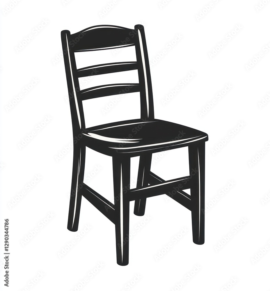 Simple black wooden chair illustration. Simple black wooden chair illustration.