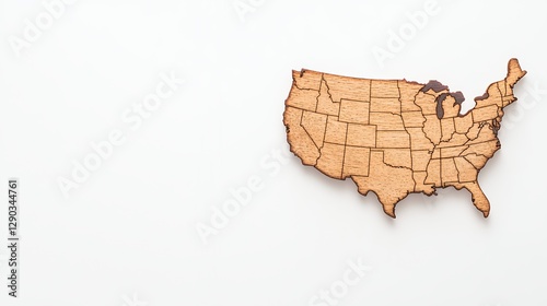 United States Map Cutout Light Brown on White Background