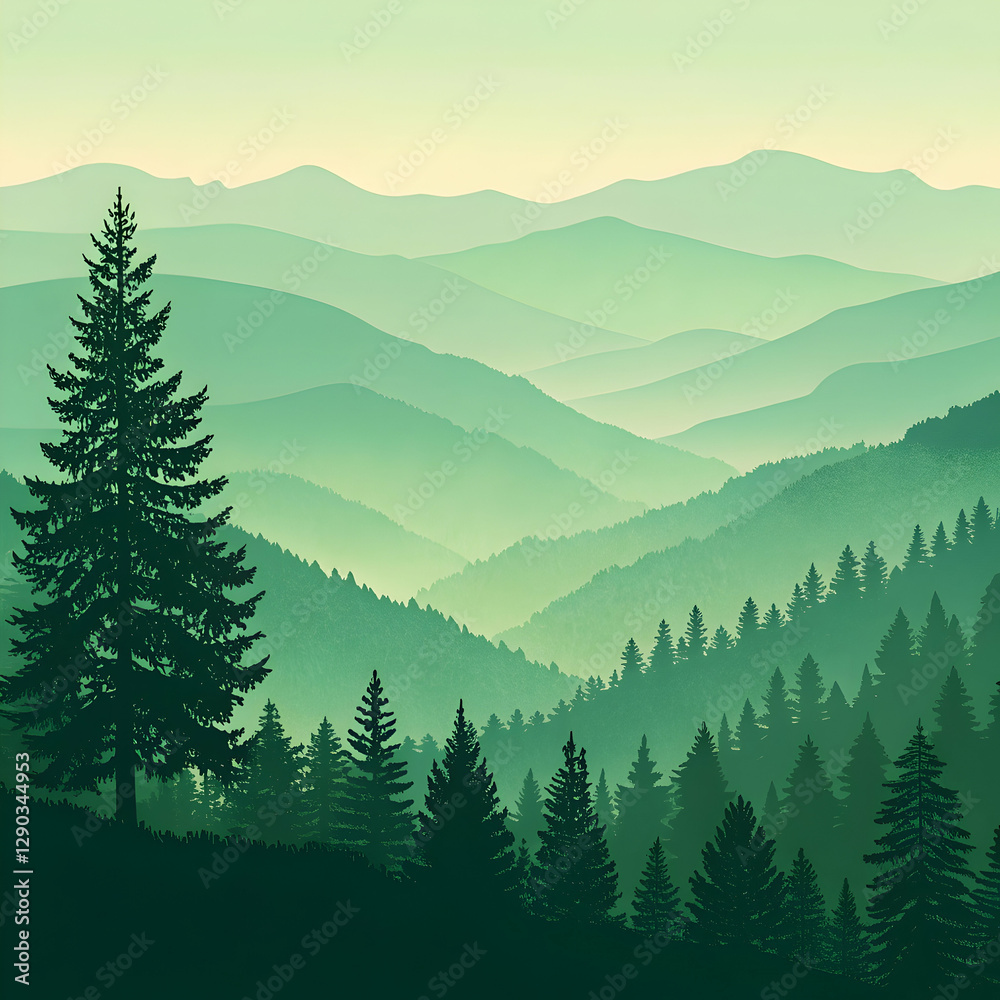 Fototapeta premium Serene Green Mountain Landscape: Nature Wallpaper
