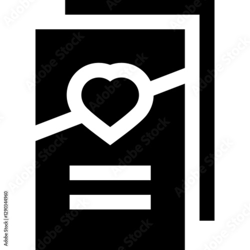 Minimalist flyer glyph icon in a monochrome vector style. This simple design symbolizes advertising, promotion, marketing materials, and print media, making it ideal for business, branding, and UI/UX 