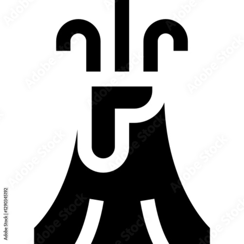 Minimalist volcano icon in SVG format, featuring a volcano with lava flowing from the crater. Ideal for nature, geology, environmental, and disaster-related designs.

