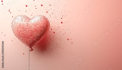 Heart balloon, love, pink background, confetti