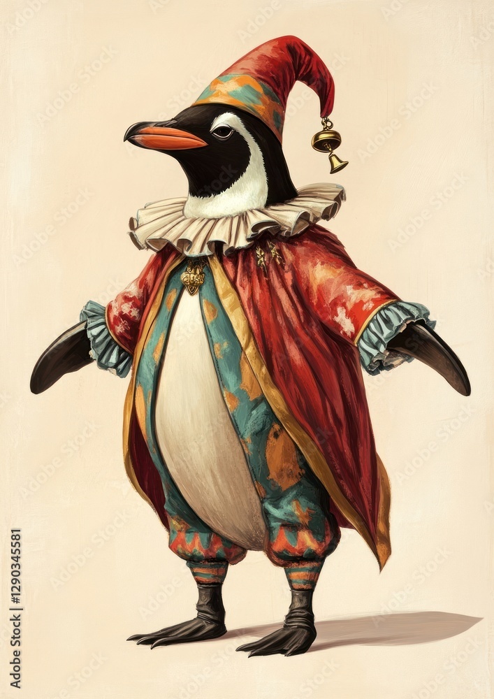 Obraz premium Animal renaissance clothing penguin.