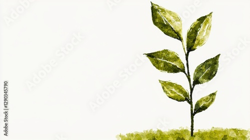 Watercolor Style Illustration Of A Small Plant