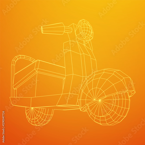 Delivery scooter for lifestyle design courier. Business express delivery concept. Wireframe low poly mesh vector illustration