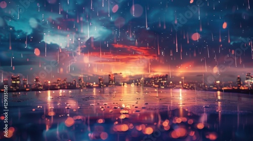 Lightning's abstract beauty pierces the storm. Thunder follows, showcasing the weather's strength.