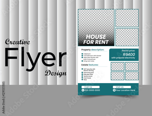 Modern Real estate flyer card design template, A4 Book Cover Design Template Ideal for Brochures, Magazines, Posters, Business Presentations, Portfolios, Flyers and Banner 
