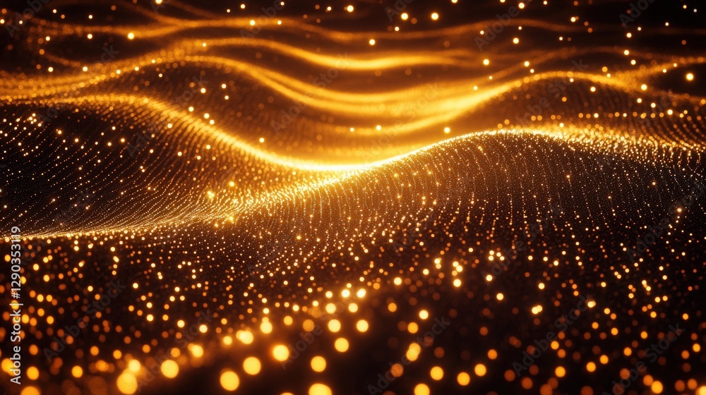 Naklejka premium Abstract vector background. Glowing stars with illusion of depth and perspective. Abstract futuristic space background