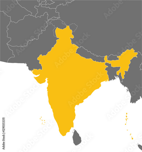 インド共和国、インドと周辺国の地図