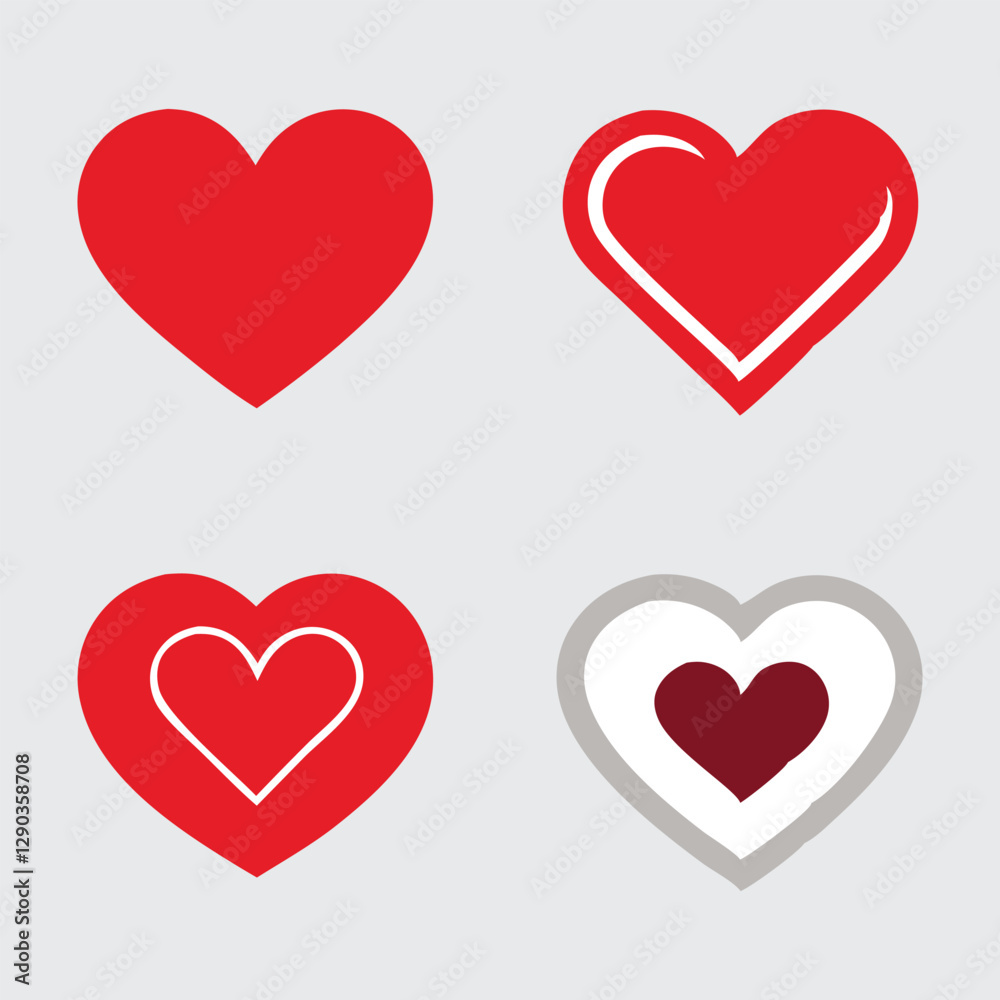 set of red hearts set of red hearts