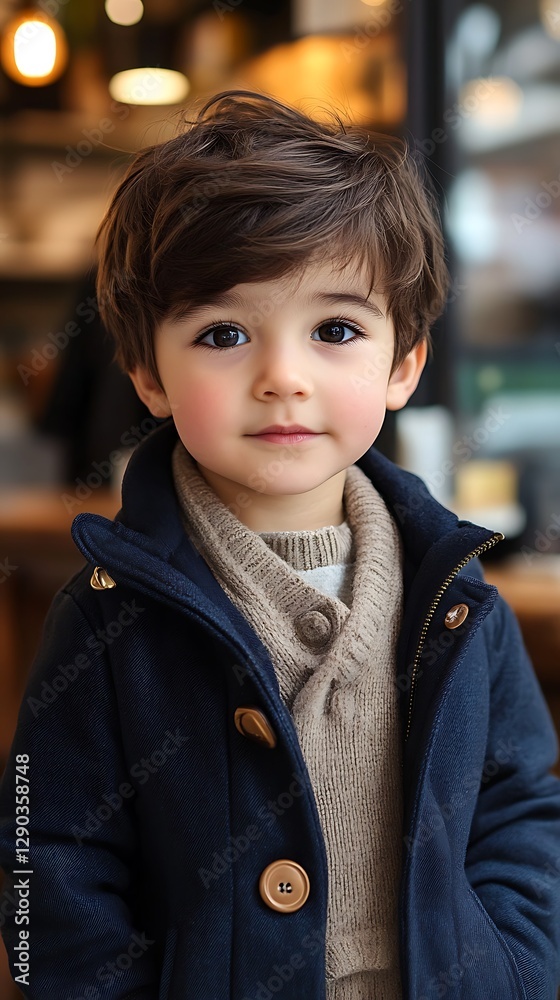 Adorable toddler boy in cafe Adorable toddler boy in cafe
