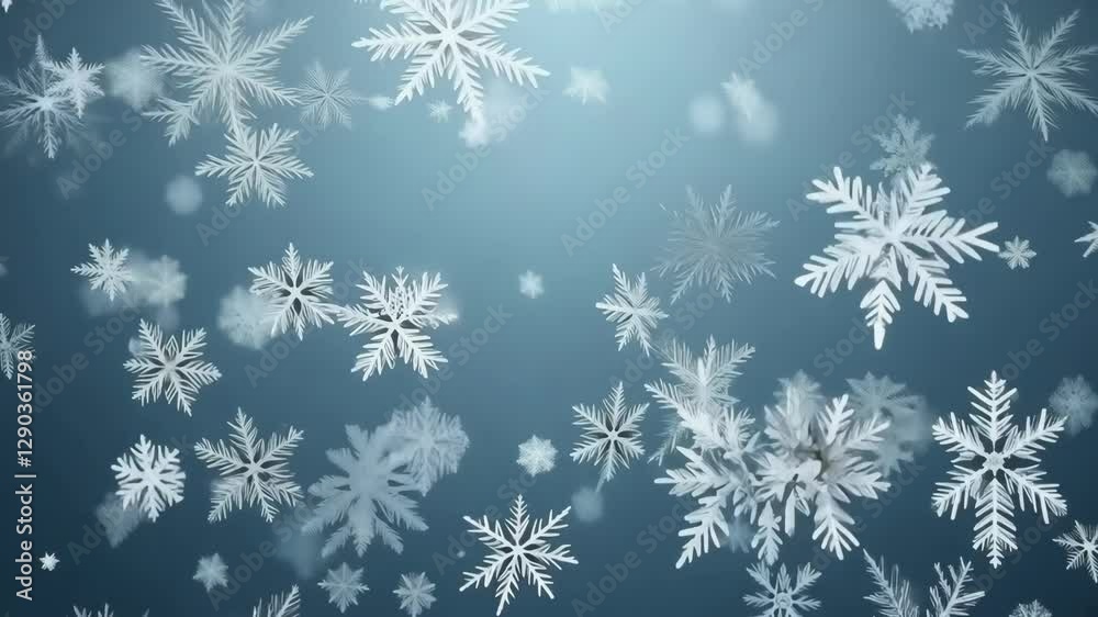 Delicate snowflakes cascade softly through the air, forming a picturesque winter scene. The tranquil blue backdrop enhances the beauty of the falling snow. Delicate snowflakes cascade softly through the air, forming a picturesque winter scene. The tranquil blue backdrop enhances the beauty of the falling snow.