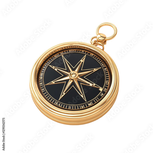 Elegant Gold Compass Black Face Eight Pointed Star,