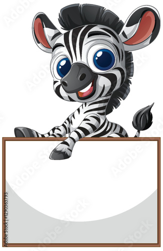 Cute Zebra with Blank Sign