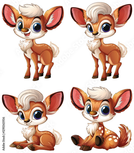 Cute Cartoon Deer Characters Collection