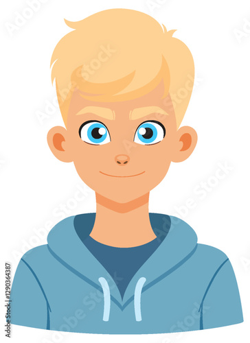 Blonde Boy in Blue Hoodie