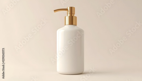 White lotion bottle with gold pump, studio shot