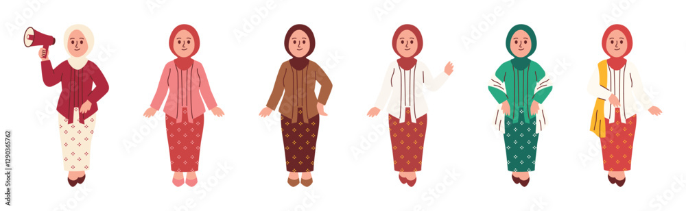 Indonesian Woman Wear Traditional Kebaya Attire Indonesian Woman Wear Traditional Kebaya Attire