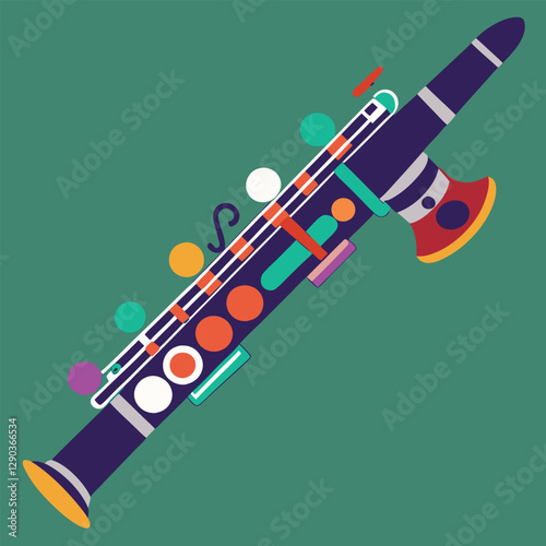 Clarinet flat web icon. Clarinet logo design. Woodwind instrument clarinet sign silhouette solid black icon vector design. Musical instruments concept