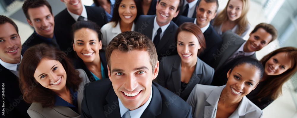 Group of professionals smiling together in an office setting during a team-building event in the afternoon light Group of professionals smiling together in an office setting during a team-building event in the afternoon light