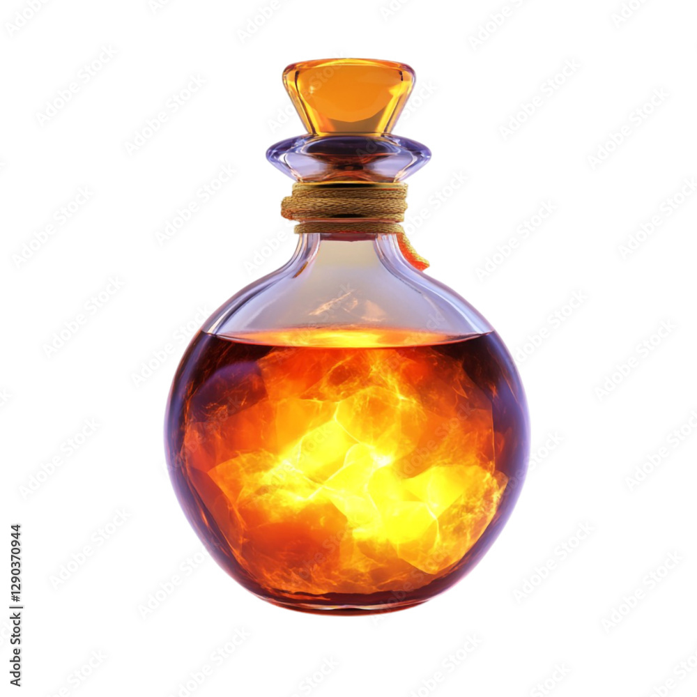 Magical Fire Potion in Glass Bottle Fantasy Elixir Magical Fire Potion in Glass Bottle Fantasy Elixir