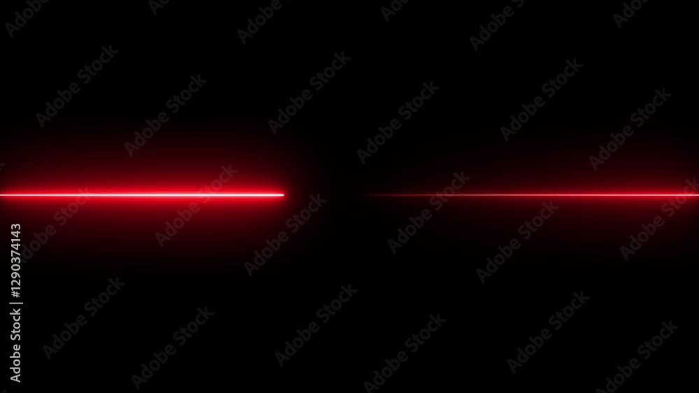 right Moving bright neon lines. Abstract red neon lights animated on a dark background. Seamless loop animation of glowing horizontal neon lines streaming across on the screen on black background.