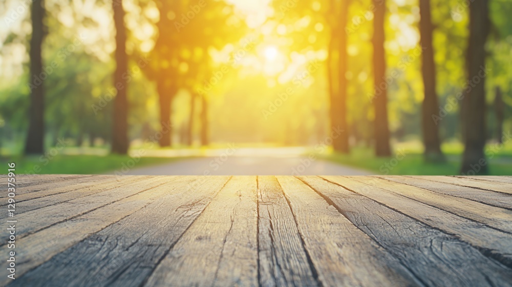 Rustic Wooden Table in a Sunny Summer Park Rustic Wooden Table in a Sunny Summer Park