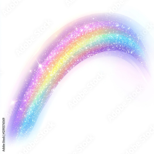 Abstract pastel rainbow with glitter effect, isolated on white background