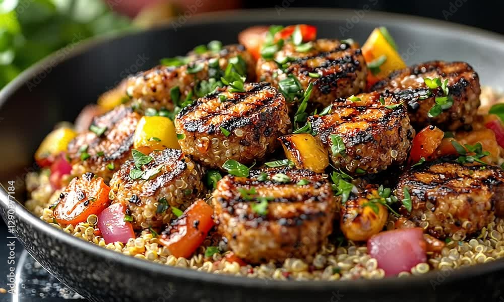 Grilled Quinoa Meatballs with Roasted Vegetables and Quinoa Grilled Quinoa Meatballs with Roasted Vegetables and Quinoa