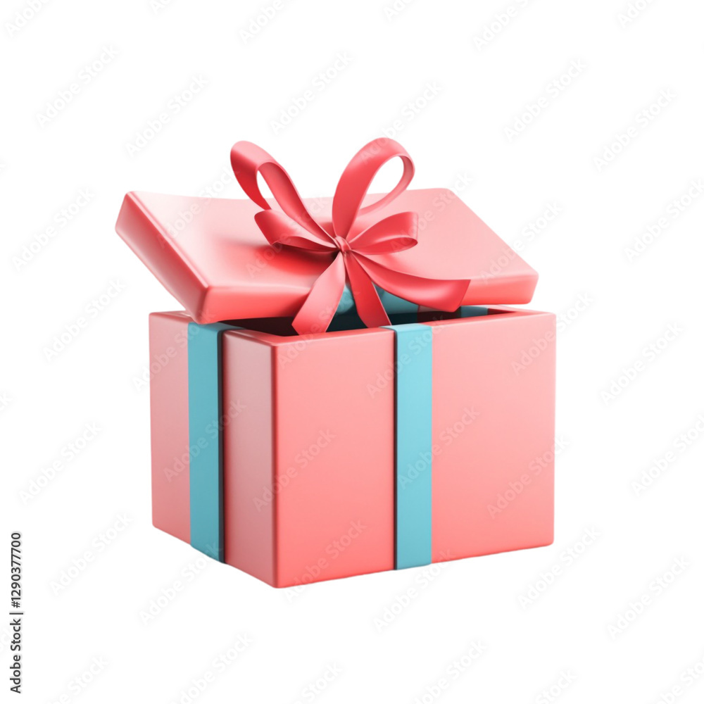 Open Pink Gift Box with Red Bow Surprise Present Celebration, Open Pink Gift Box with Red Bow Surprise Present Celebration,