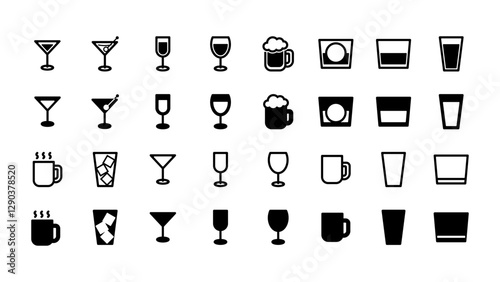 さまざまなドリンクのアイコンイラストセット
