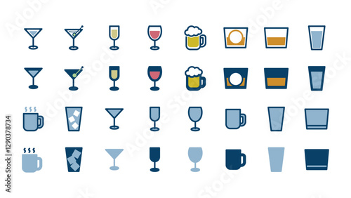 さまざまなドリンクのアイコンイラストセット