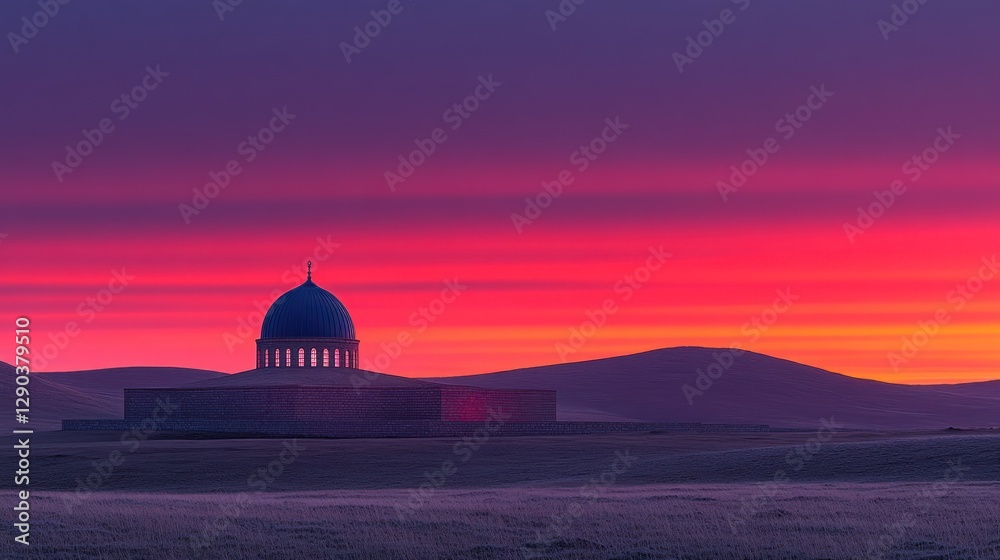 Obraz premium Sunrise over a Mausoleum in a Desert