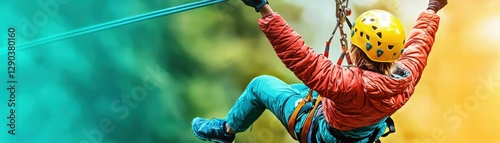 A thrilling zip-lining adventure through lush green forests and vibrant scenery.