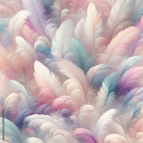 Soft Pastel Feathers in Gentle Layers Background