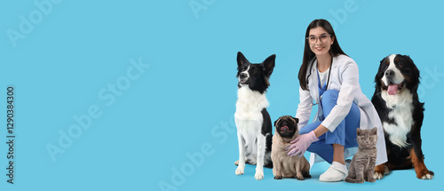 Female veterinarian and cut...