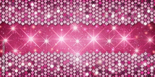 Glittery pink background with scattered rhinestones and sequins in a geometric pattern , sparkly, fancy,  sparkly, fancy