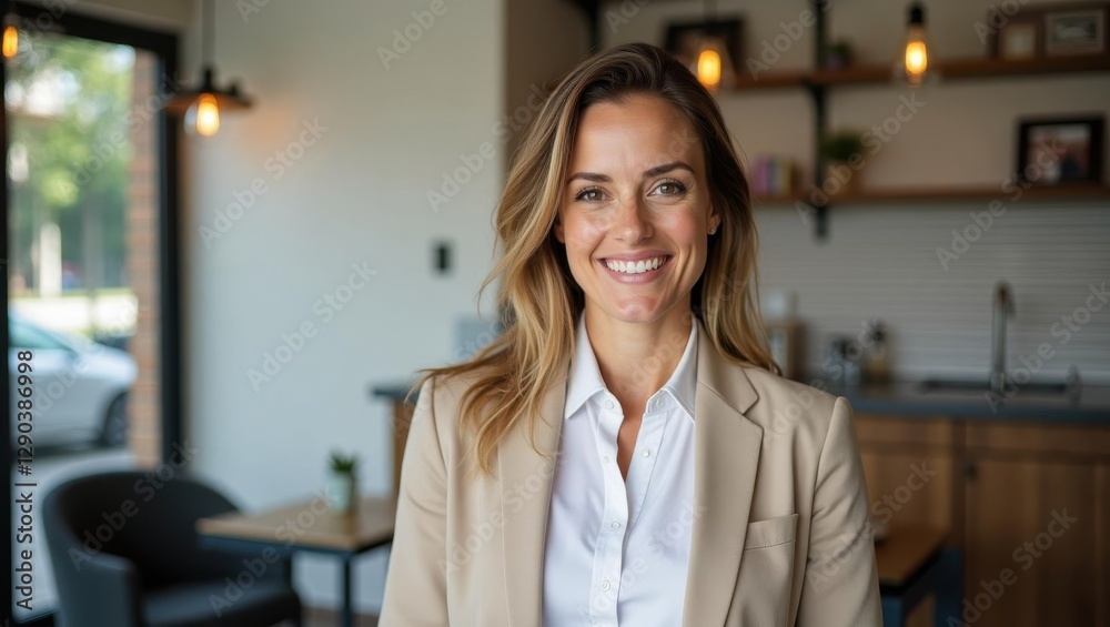 Square Appointments. Woman is smiling and posing for picture in restaurant Square Appointments. Woman is smiling and posing for picture in restaurant