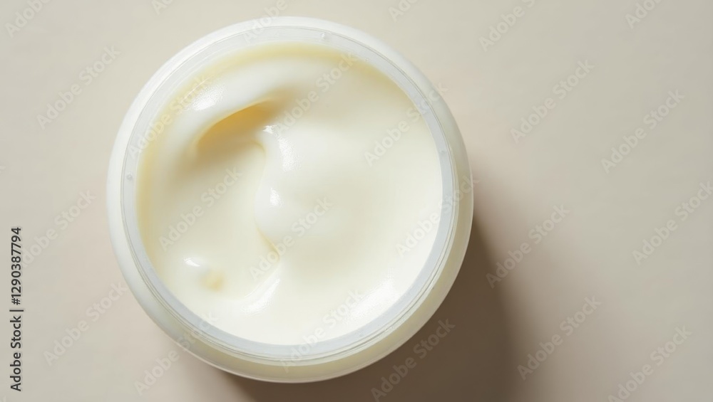 Deodorant cream. Top of jar of cream on table Deodorant cream. Top of jar of cream on table