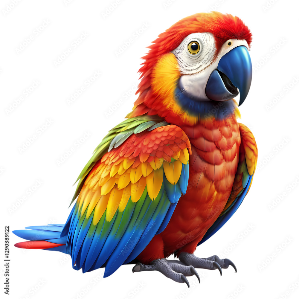 Fototapeta premium Scarlet Macaw Parrot: Stunning Bird Image isolated on transparent background