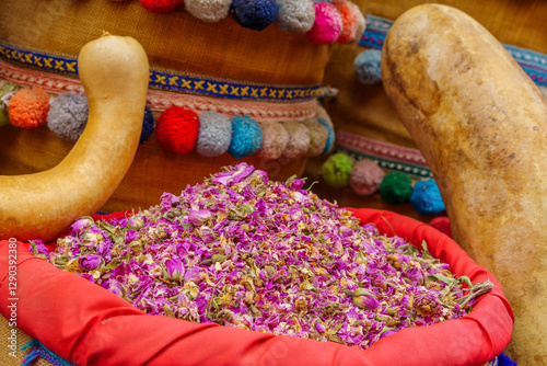 Obraz na płótnie Herbs on display for sale, Medina of Marrakesh w salonie