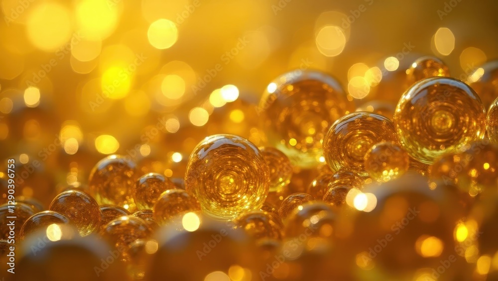 Hydrotreated vegetable. Bubbles are golden and shiny in sunlight Hydrotreated vegetable. Bubbles are golden and shiny in sunlight