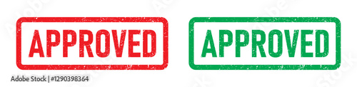 Approved red andgreen square rubber stamp icon isolated on white background. Approved stamp. Approval and permission stamp label.