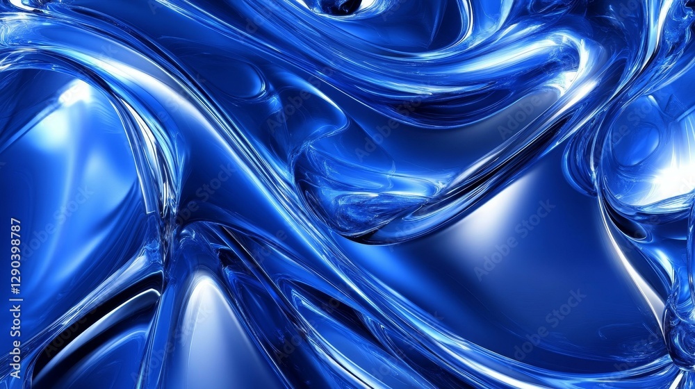 Obraz premium Abstract Blue Liquid Flow Design