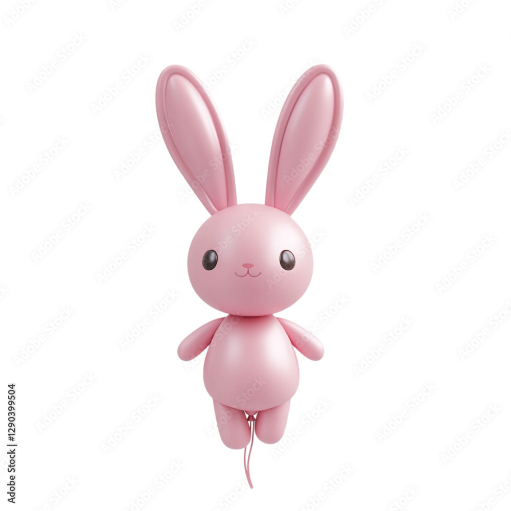Cute Pink Bunny Rabbit Balloon Toy 3D Render, Cute Pink Bunny Rabbit Balloon Toy 3D Render,